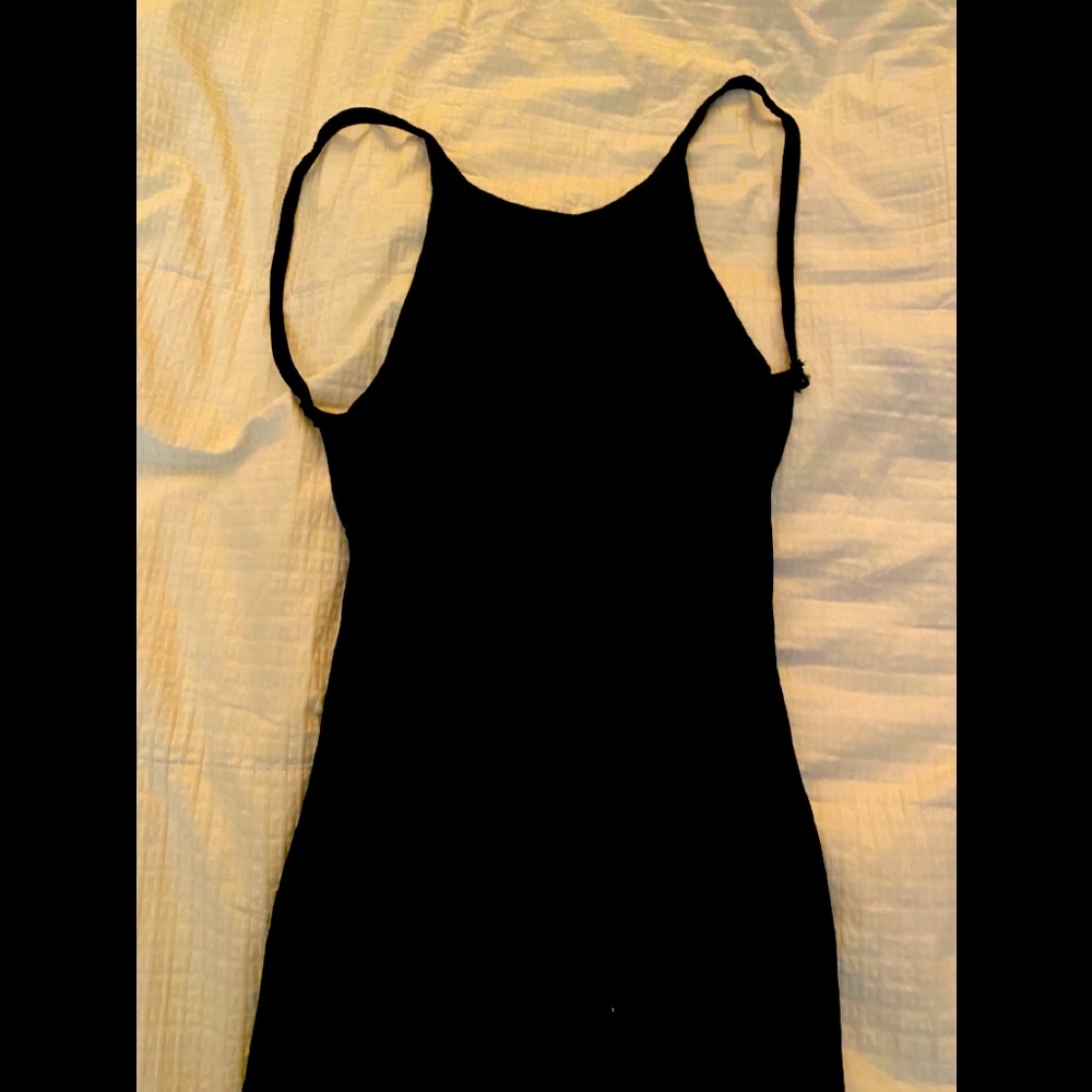 Black midi open back dress